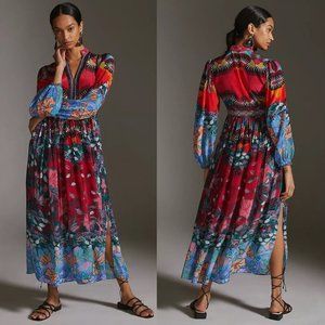Anthropologie Bhanuni by Jyoti Patterned Maxi Dress in Red Size 2 $228